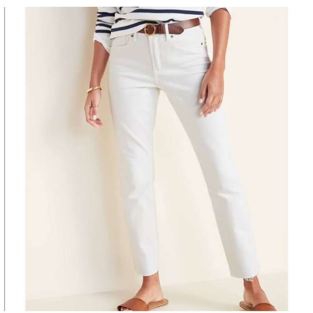High Rise White Jeans